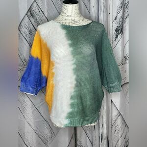 Luisa Ricci Dolman Sleeve Lightweight Sweater Dip Dye Small